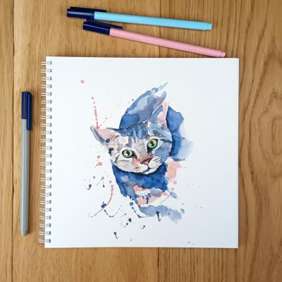 bloc a dessin spirale chat bleu