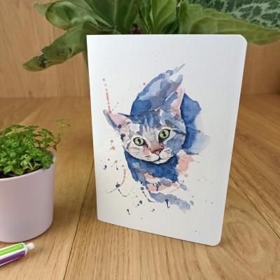 Carnet de notes chat bleu aux yeux vert